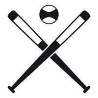 Crossed baseball bats and ball icon, simple style vector