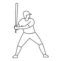 icono de jugador de béisbol, estilo de contorno vector