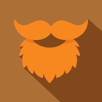 icono de barba y bigote rojo, tipo plano vector