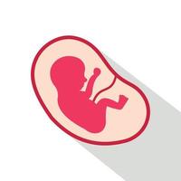 feto de bebé en el icono del útero, estilo plano vector