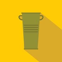 Green garbage tank with handles icon, flat style vector