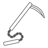 Kusarigama, Japanese martial arts equipment icon vector