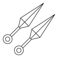 Kunai ninja throwing daggers icon, outline style vector