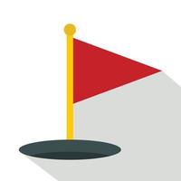 Red golf flag icon, flat style vector
