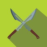 Japanese short swords icon, flat style vector