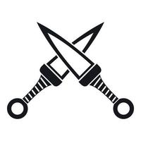 Crossed japanese daggers icon, simple style vector