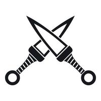 Crossed japanese daggers icon, simple style vector