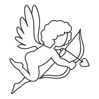 Cupid with bow and arrow icon, outline style vector