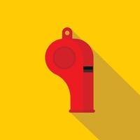 Red sport whistle icon, flat style vector