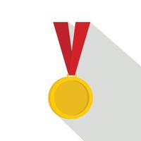 Gold medal icon, flat style vector