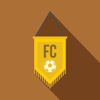 banderín amarillo con icono de balón de fútbol, estilo plano vector