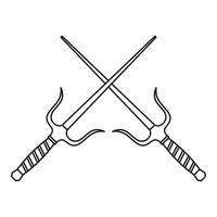 Sai dagger weapon icon, outline style vector