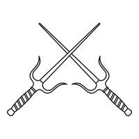 Sai dagger weapon icon, outline style vector