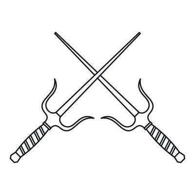 Sai dagger weapon icon, outline style
