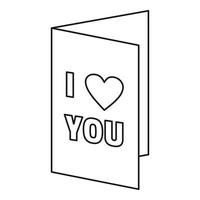 Greeting card on Valentine day icon, outline style vector