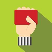 Hand of soccer referee showing red card icon vector