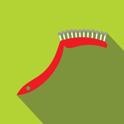 Pet comb icon, flat style