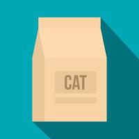 icono de bolsa de comida para gatos, estilo plano vector