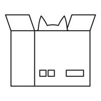 Cat in a cardboard box icon, outline style vector