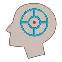 Head silhouette with target inside icon vector