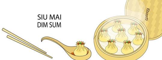 siu mai dim sum albóndigas al vapor ilustración vectorial de fondo vector