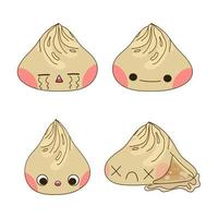 xiao long bao conjunto de personajes de bolas de masa hervida ilustración vectorial vector