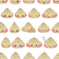 Xiao Long Bao seamless pattern with characters vector illustration