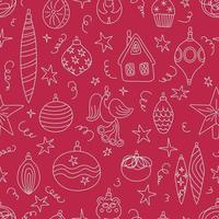 Seamless pattern with doodle Christmas baubles vector illustration