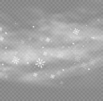 nieve y viento. elemento decorativo degradado blanco.ilustración vectorial. invierno y nieve con niebla. viento y niebla. vector