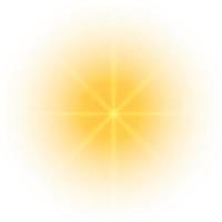 Yellow sun, a flash, a soft glow without departing rays. Star flashed with sparkles isolated on white background. Vector illustration of abstract yellow splash.