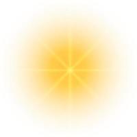 Yellow sun, a flash, a soft glow without departing rays. Star flashed with sparkles isolated on white background. Vector illustration of abstract yellow splash.