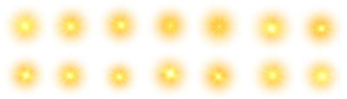 Yellow sun, a flash, a soft glow without departing rays. Star flashed with sparkles isolated on white background. Vector illustration of abstract yellow splash.