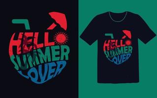 hola diseño de camiseta amante del verano vector