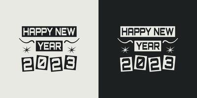 feliz año nuevo vector de diseño de camiseta 2023. diseño de camiseta con estilo de saludo. tipografía, única, plantilla de diseño vectorial.
