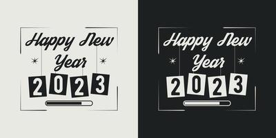 Happy new year t-shirt design vector 2023. Greeting stylish t-shirt Design. Typography, Unique, Vector design template.