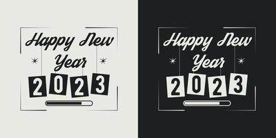 Happy new year t-shirt design vector 2023. Greeting stylish t-shirt Design. Typography, Unique, Vector design template.