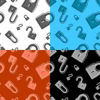 set of open and closed locks on white background. Isolated vector