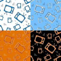 set of seamless patterns with old TV icon with antenna. World Television Day 21 November. Vector