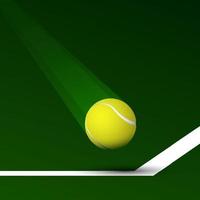 pelota de tenis realista vuela en línea de corte. torneo mundial de tenis. equipo de deporte. fondo para competiciones deportivas de diseño. vector