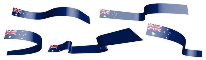 conjunto de cintas de vacaciones. bandera de australia ondeando en el viento. separación en capas superior e inferior. elemento de diseño vector sobre fondo blanco