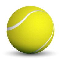 realistic tennis ball isolated on white background. World tennis tournament. Sport equipment. Symbol for mobile application or web. Vector