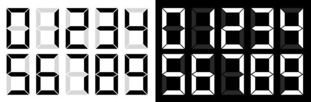 Set of numbers for electronic scoreboard. Dial of clock or information board. Electronic numbers. Vector