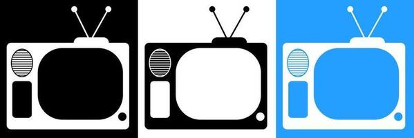 old wooden TV icon with antenna. Vintage TV icon set with blank transparent screen. World Television Day 21 November. Vector