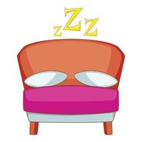 Bed icon, cartoon style vector