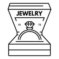 Jewelry diamond ring logo, outline style vector