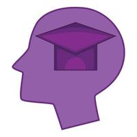 Graduation cap inside human head icon vector