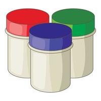 Three jars with gouache icon, cartoon style vector