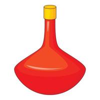 Red bottle icon, cartoon style vector