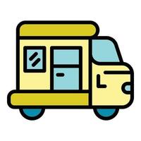 Camp bus icon color outline vector