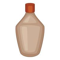 Brown bottle icon, cartoon style vector